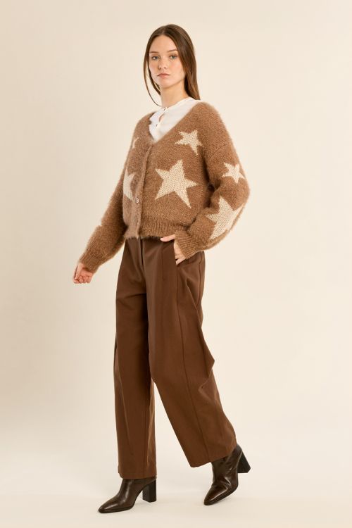 Cardigan manches ballon, motif étoile