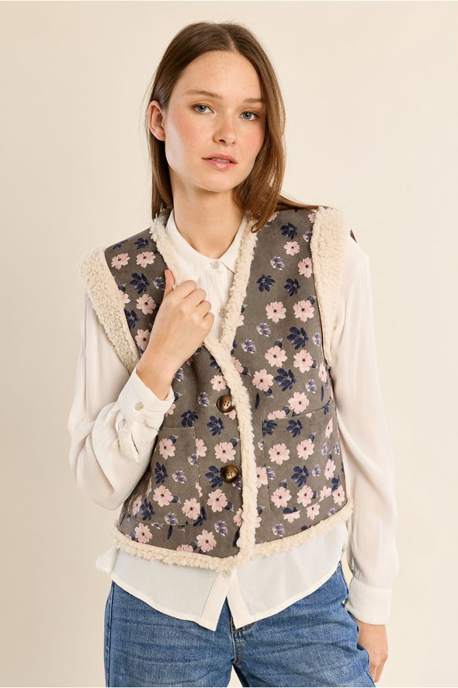 Veste sans manches fleurie