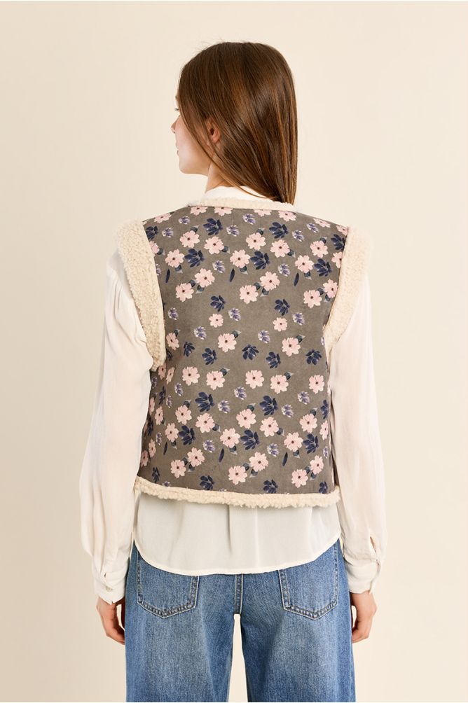 Floral sleeveless jacket