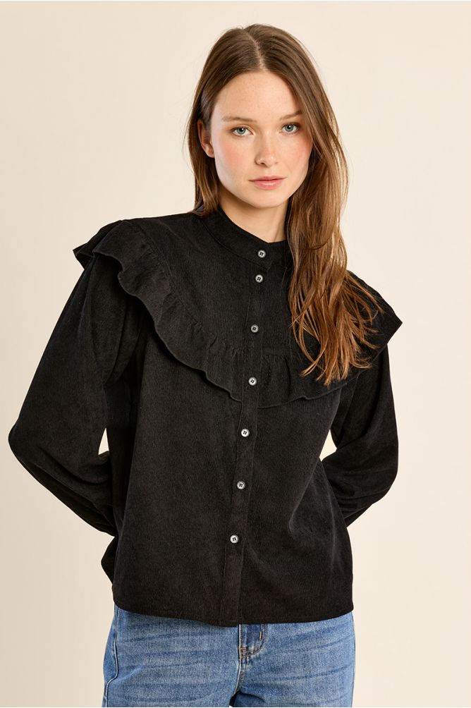 Blouse col montant volantée