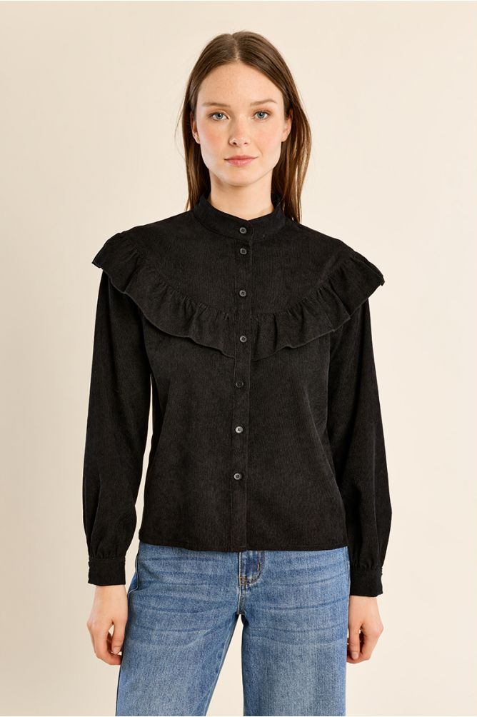 Blouse col montant volantée