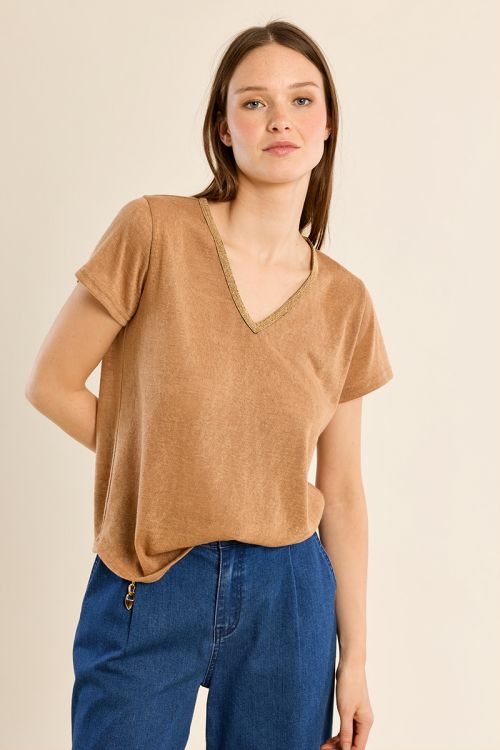 T-shirt con scollo a V iridescente - Molly Bracken