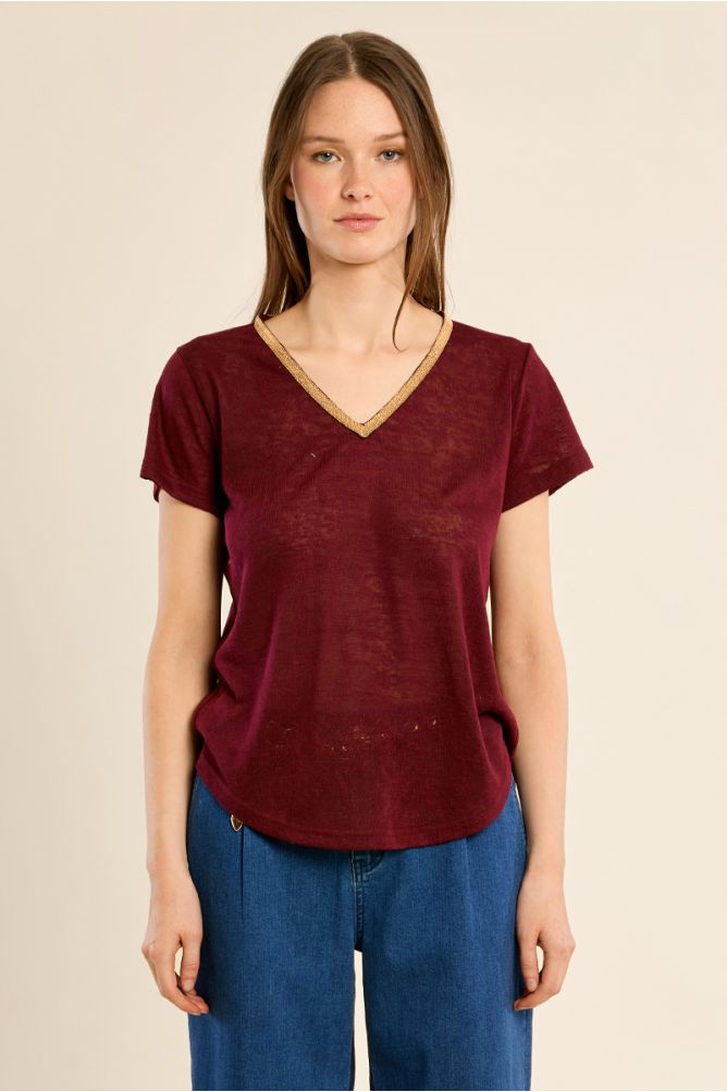 T-shirt encolure V irisée