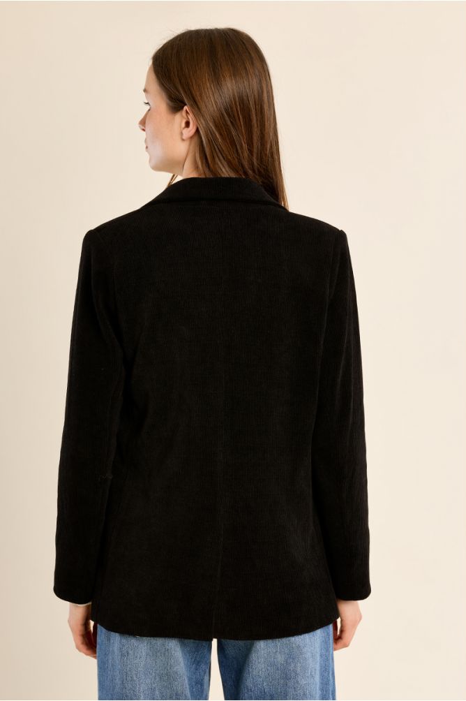 Blazer aterciopelado con cuello y solapa