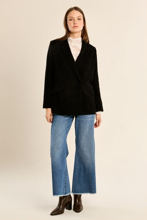 Blazer aterciopelado con cuello y solapa