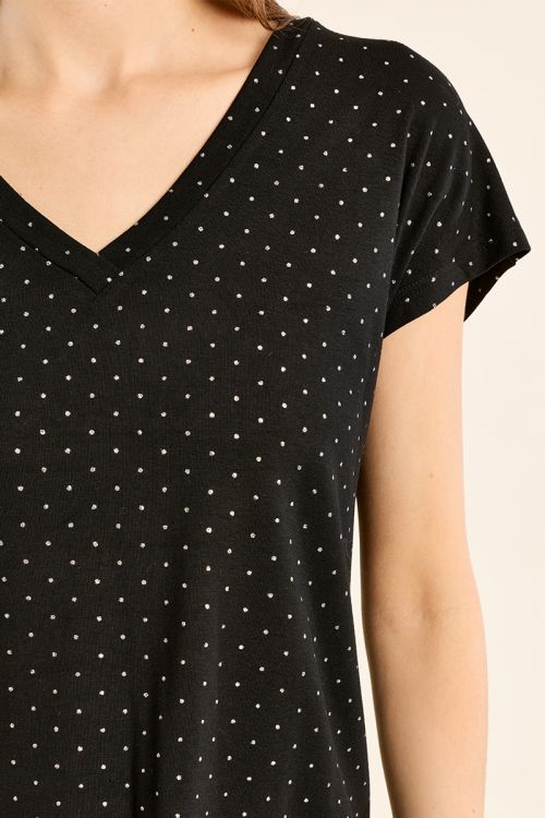 T-shirt col V à pois