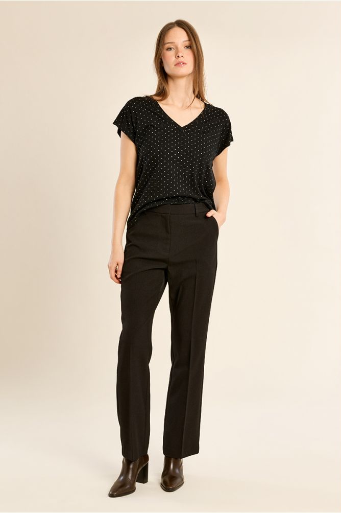 Polka dot V-neck T-shirt