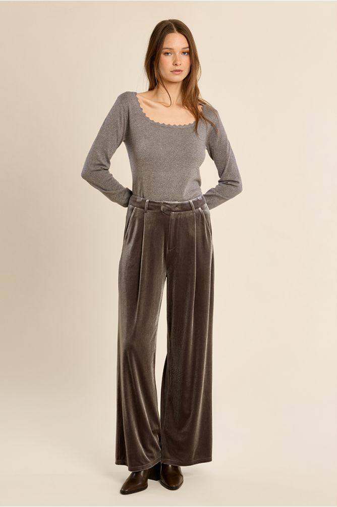 Pantalon droit en velours