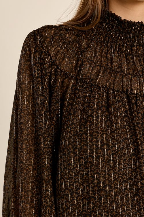 Semi-sheer ruched blouse
