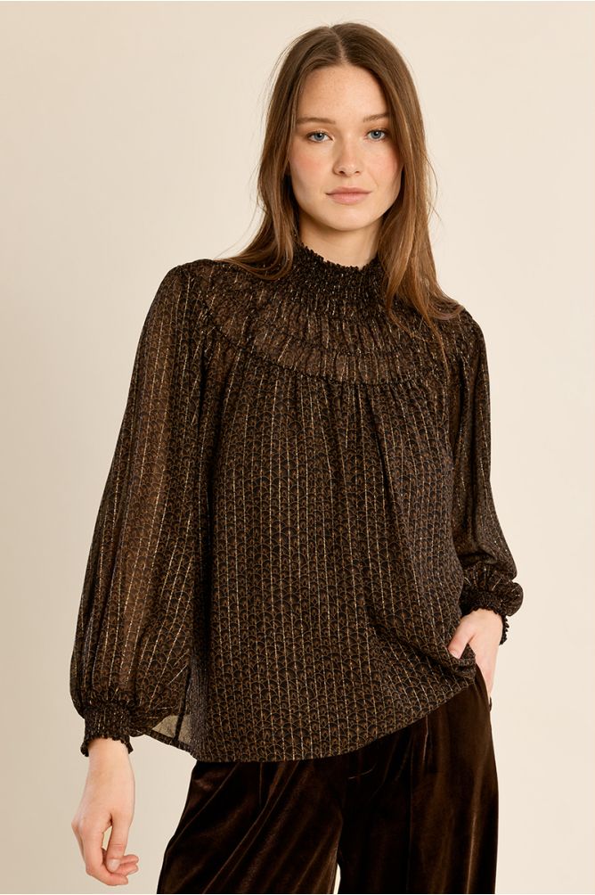 Blouse froncée semi-transparente
