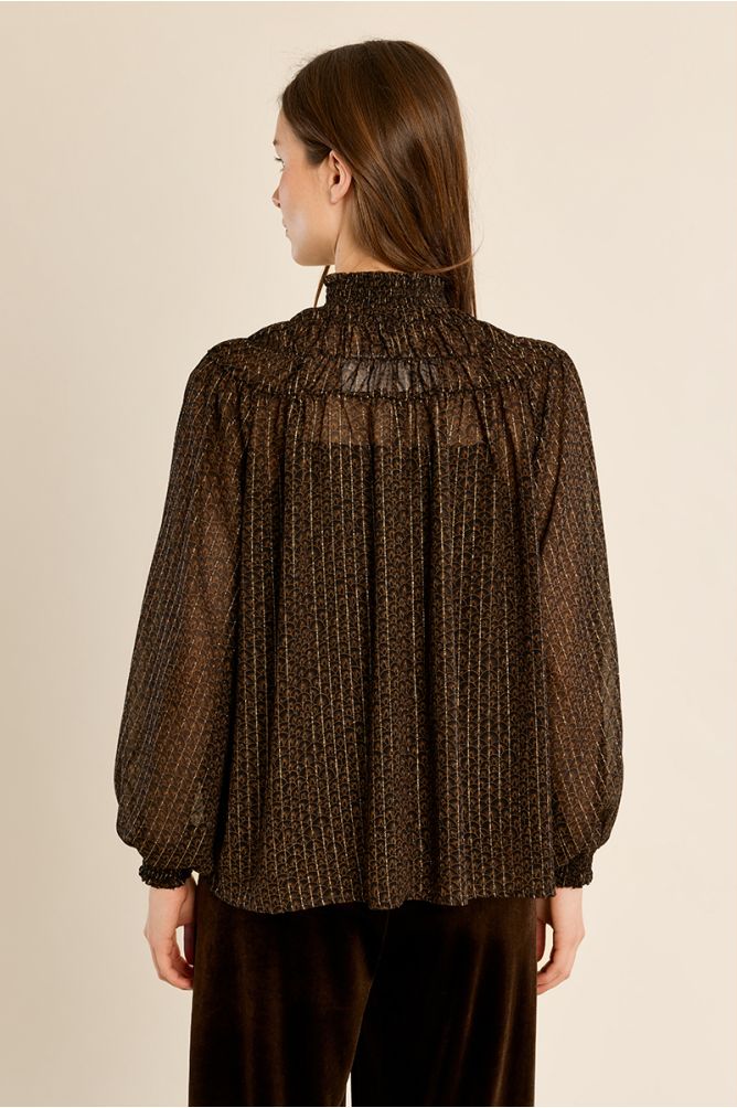 Blouse froncée semi-transparente