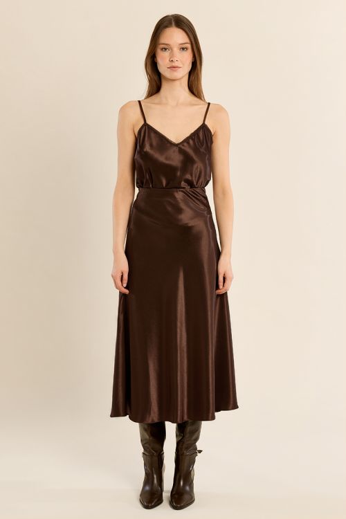 Satin high-waisted skirt
