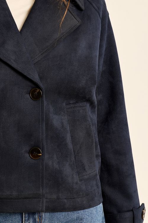 Trench-coat court en suédine