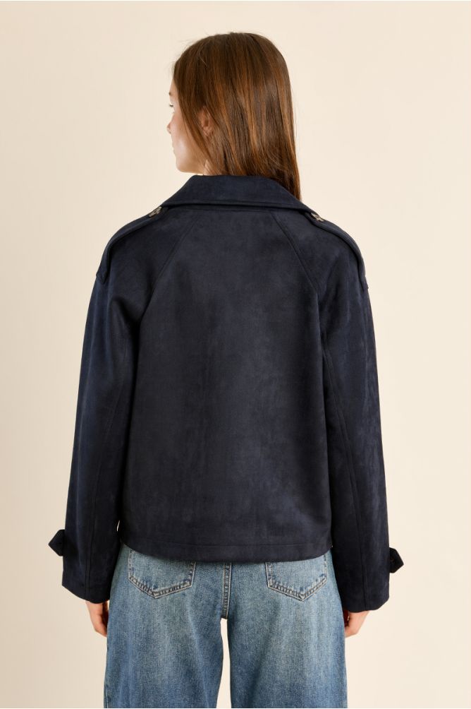 Trench-coat court en suédine