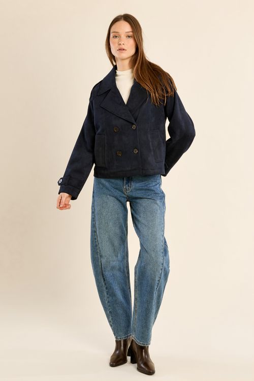 Trench-coat court en suédine