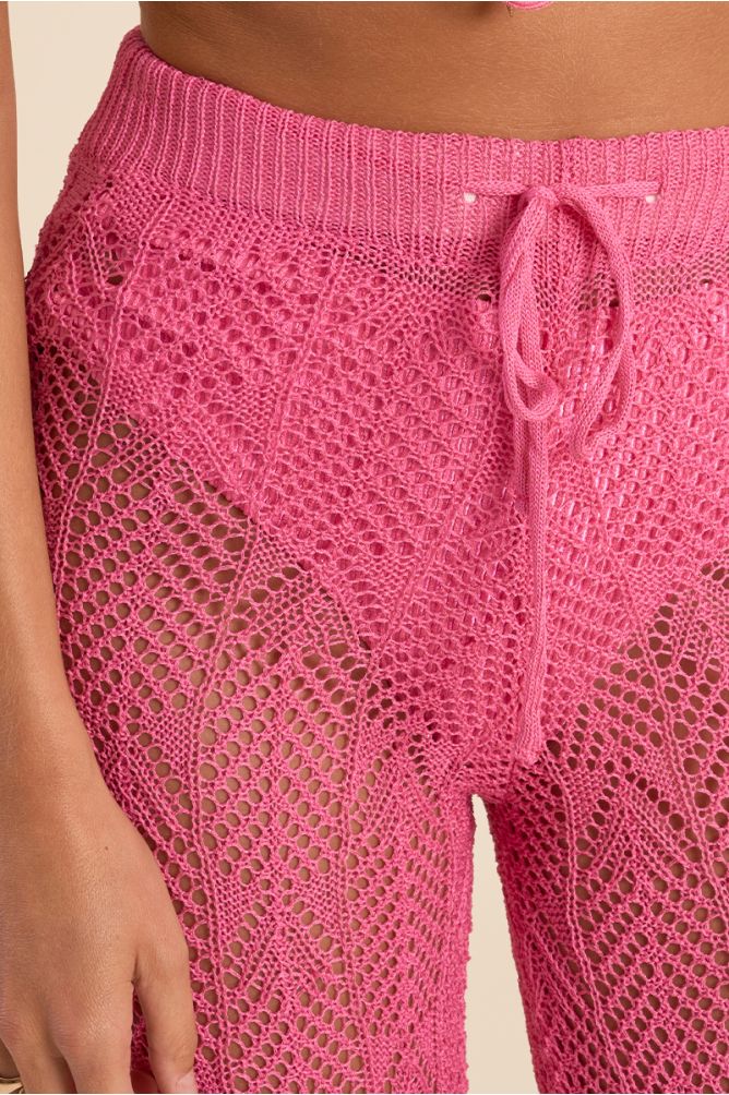 Pantalón de mujer largo, ajustado, crochet.