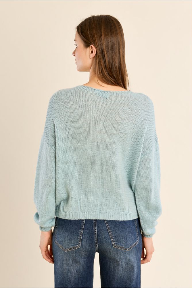 Pull en maille unie, col rond