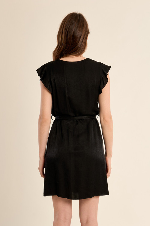 Vestido de manga corta mariposa, con lazada.