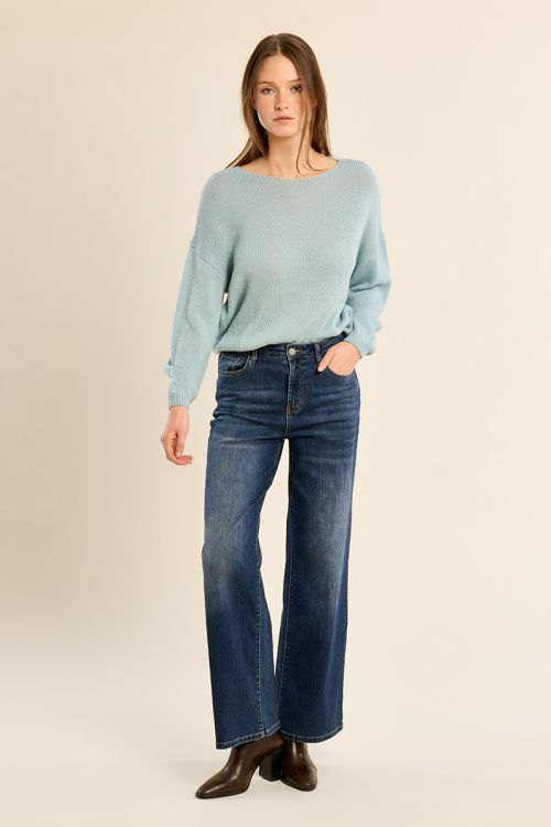 Pull en maille unie, col rond