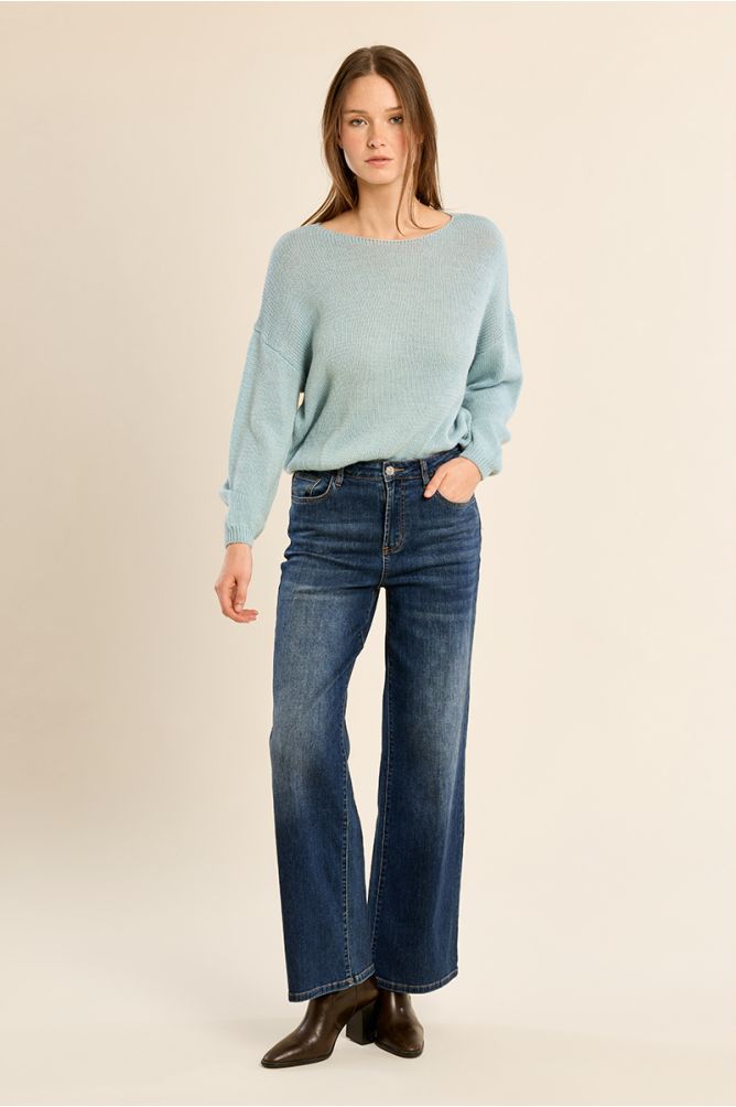 Pull en maille unie, col rond