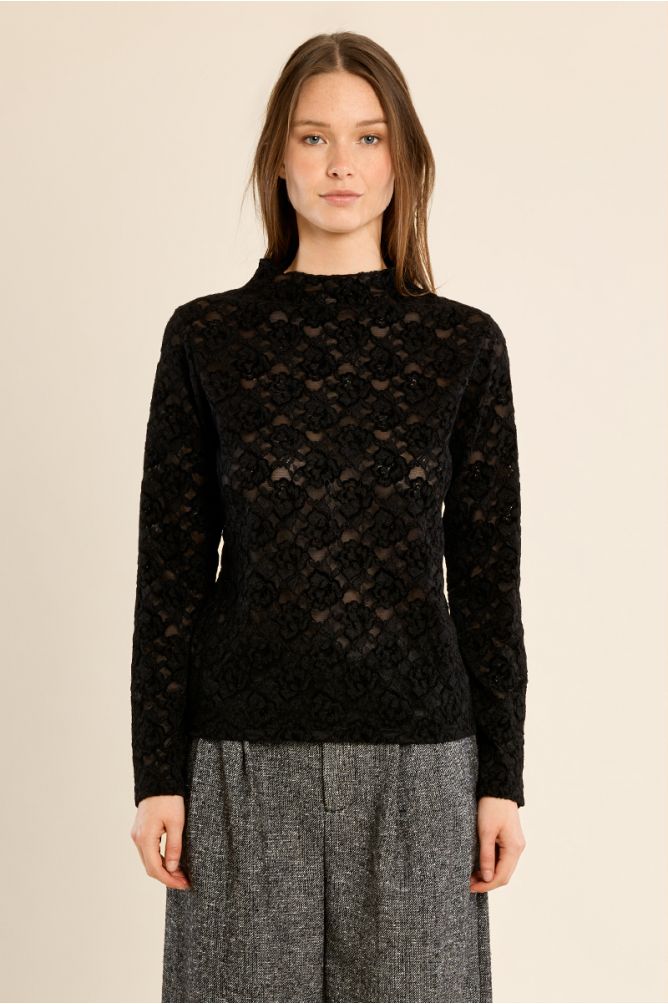 Semi-sheer lace top