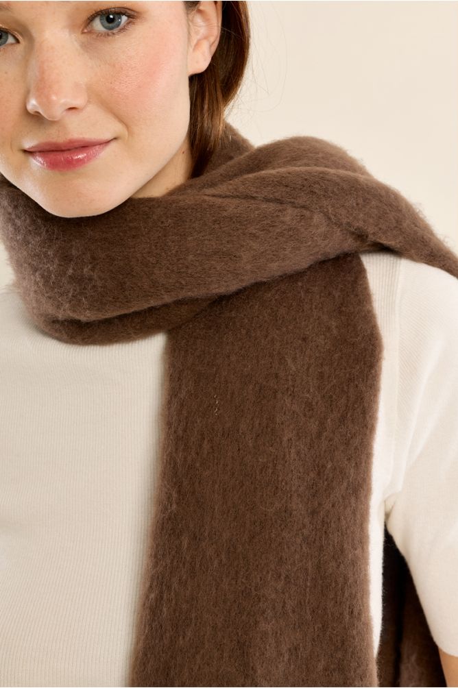 Echarpe en maille, à franges