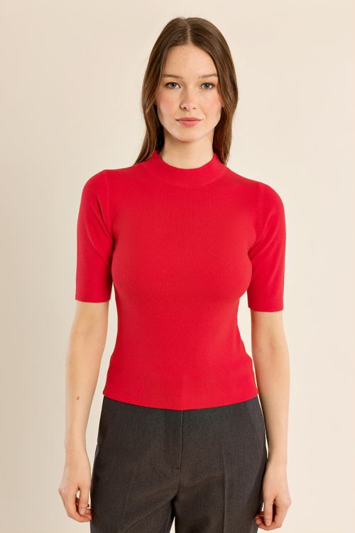 Pull col roulé, manches trois quart
