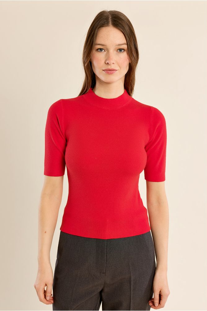 Pull col roulé, manches trois quart