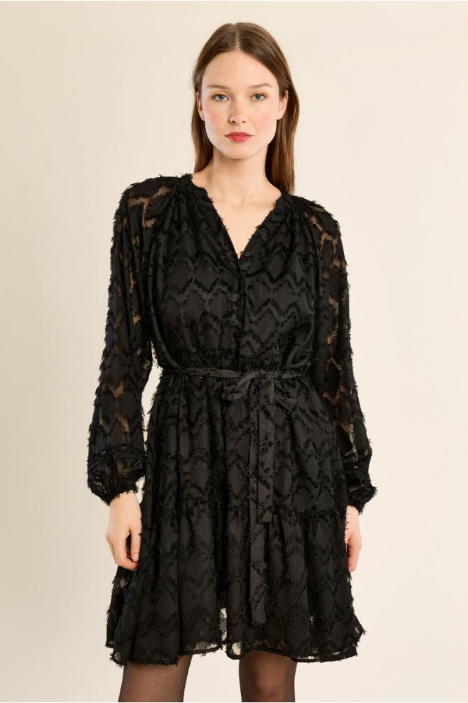 Vestido camisero con lazada y rombos