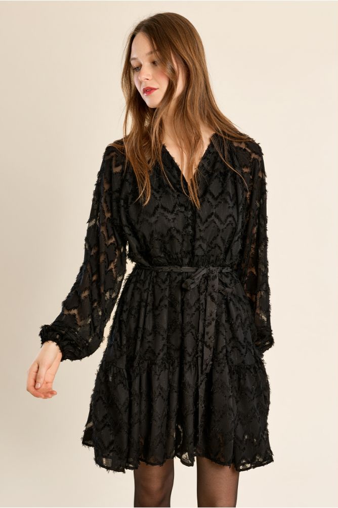 Vestido camisero con lazada y rombos