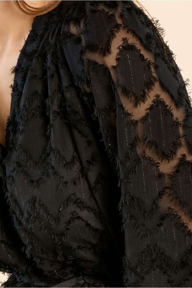 Semi-sheer, belted dress