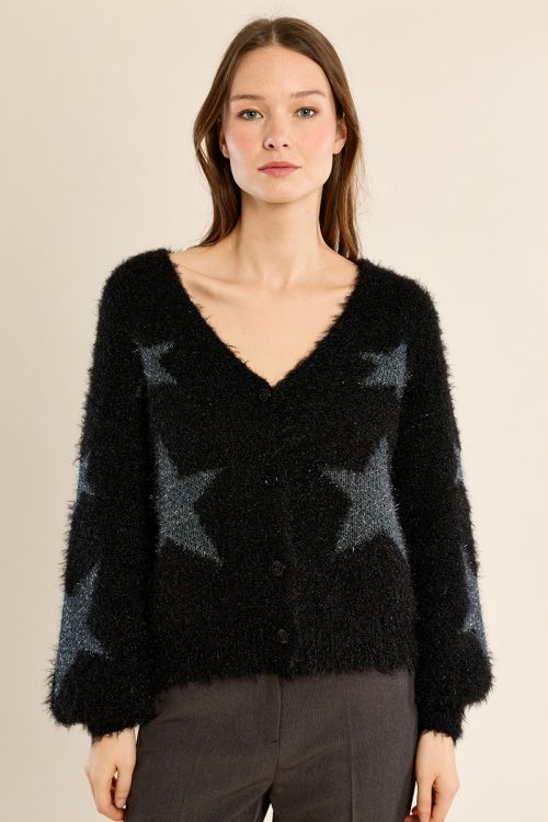 Cardigan manches ballon, motif étoile