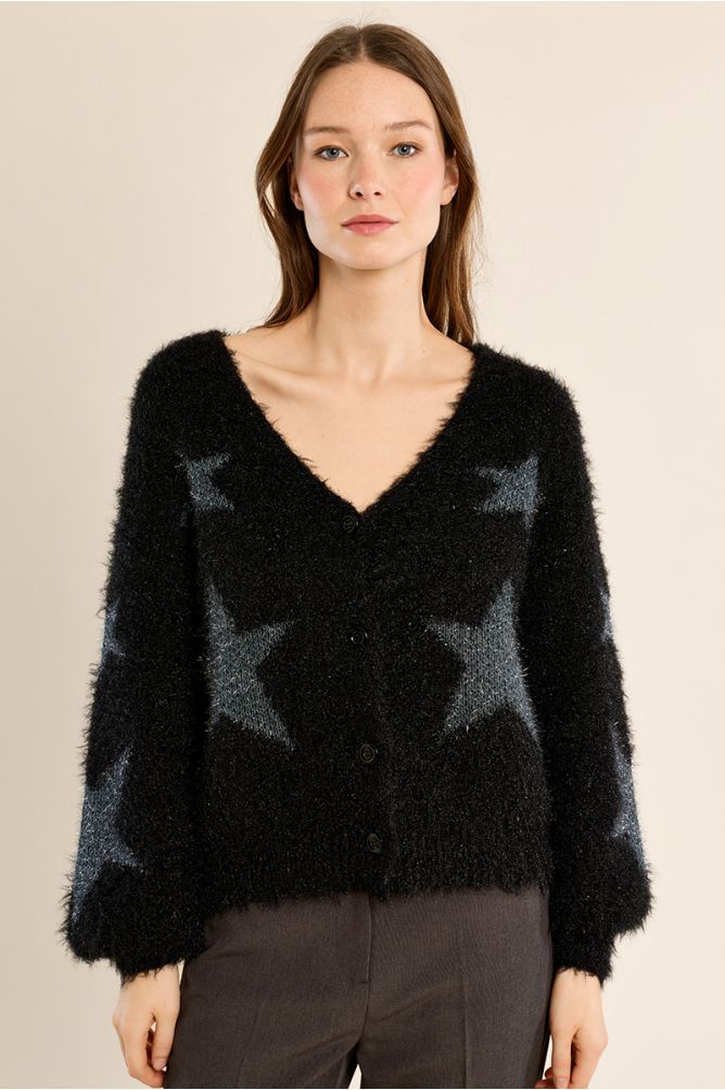 Cardigan manches ballon, motif étoile