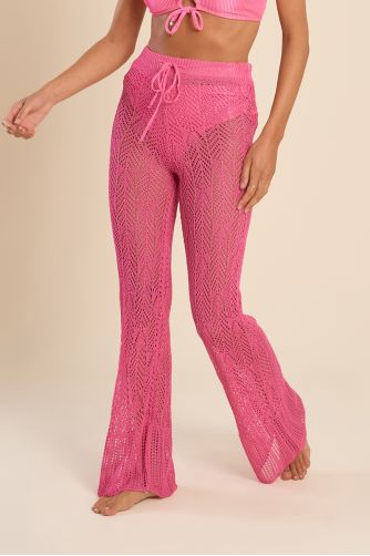 Pantalón de mujer largo, ajustado, crochet.