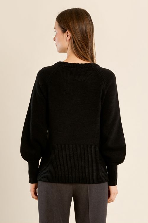 Pull en maille crop, manches ballons