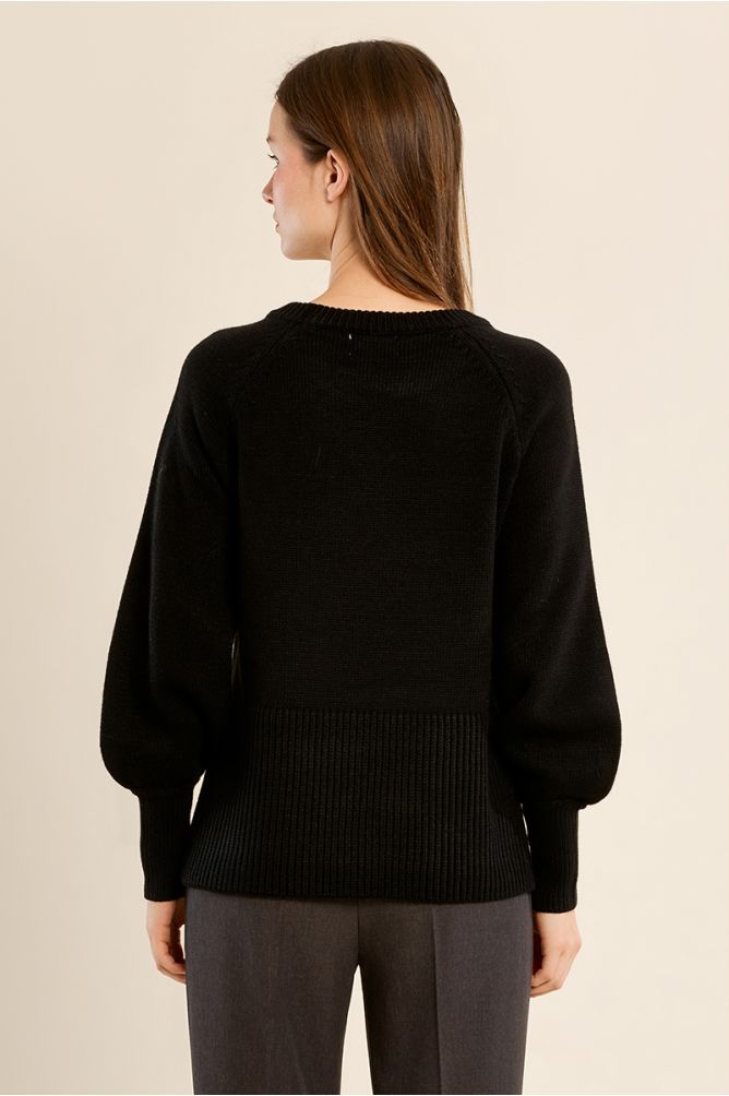 Pull en maille crop, manches ballons