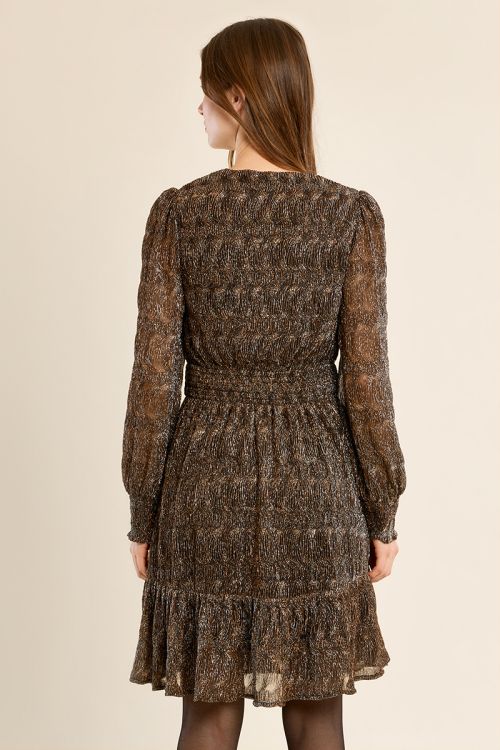 Vestido de manga larga plisado