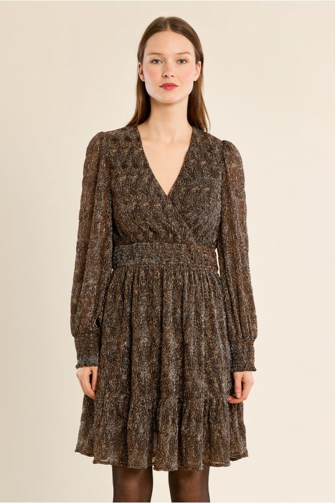 Robe courte, manches en semi-transparence