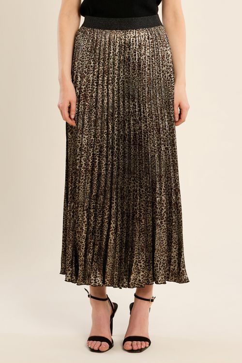 Falda larga plisada con estampado
