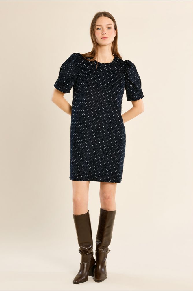 Robe courte à pois manches gigot