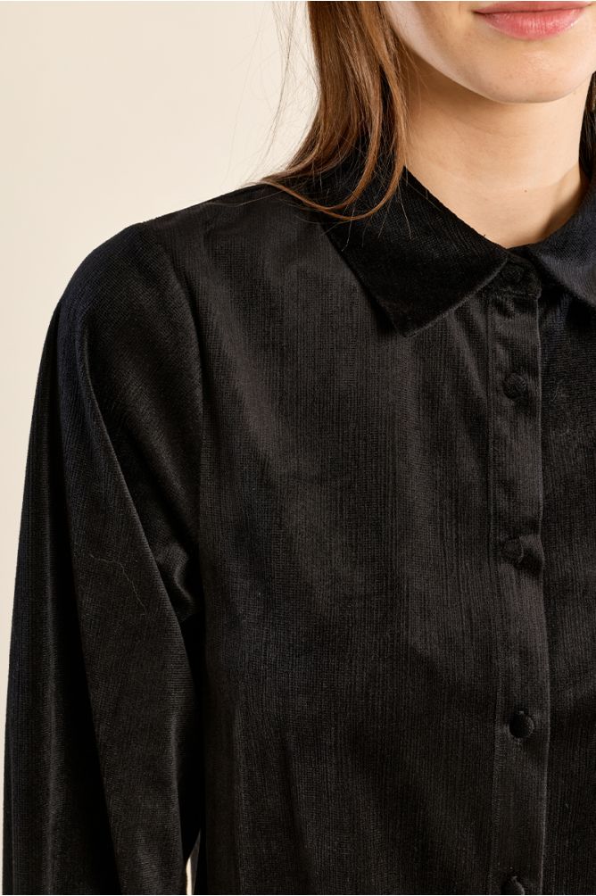 Ruffled short shirt dress
