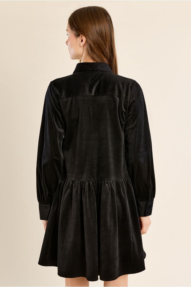 Robe chemise courte volantée