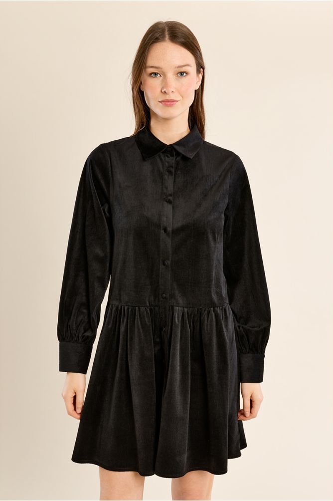 Robe chemise courte volantée
