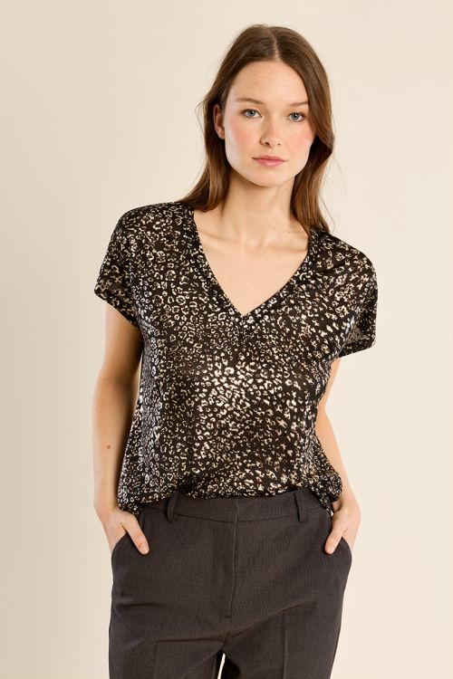 T-shirt col V irisé