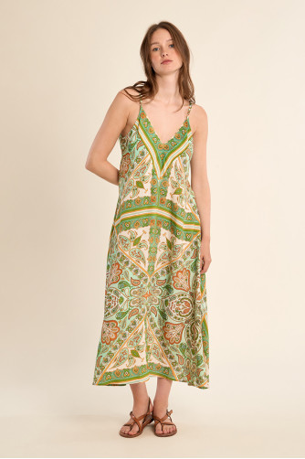 Longue robe fluide, imprimée