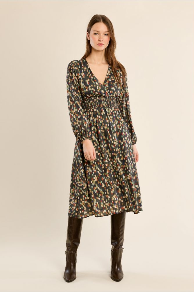 Vestido de manga larga con estampado