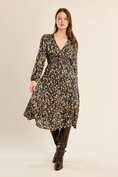 Vestido de manga larga con estampado