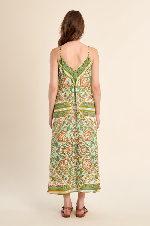 Long, flowing, printed dress