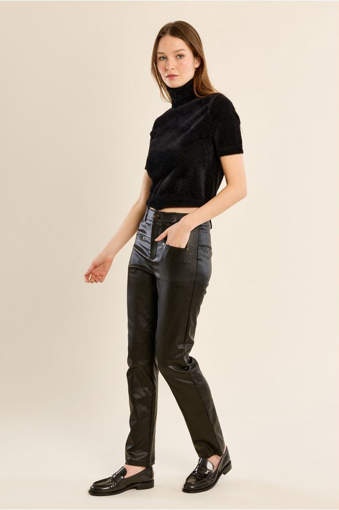 Pantalón largo efecto cuero
