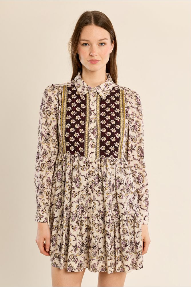 Robe chemise volantée
